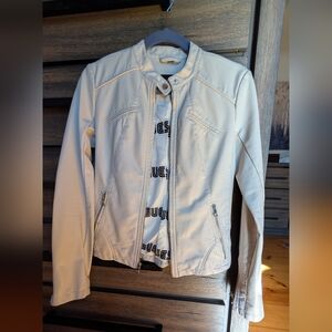 Guess Women's Cream Leather Jacket